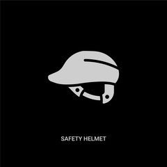 white safety helmet vector icon on black background. modern flat safety helmet from construction tools concept vector sign symbol can be use for web, mobile and logo.