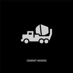 white cement mixers vector icon on black background. modern flat cement mixers from construction tools concept vector sign symbol can be use for web, mobile and logo.