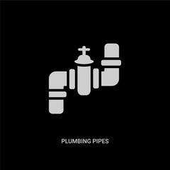 white plumbing pipes vector icon on black background. modern flat plumbing pipes from construction tools concept vector sign symbol can be use for web, mobile and logo.