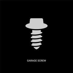 white garage screw vector icon on black background. modern flat garage screw from construction tools concept vector sign symbol can be use for web, mobile and logo.