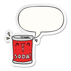 cartoon soda can and speech bubble sticker