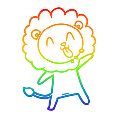 rainbow gradient line drawing happy cartoon lion