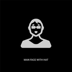 white man face with hat and sunglasses vector icon on black background. modern flat man face with hat and sunglasses from people concept vector sign symbol can be use for web, mobile and logo.