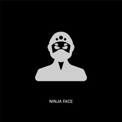 white ninja face vector icon on black background. modern flat ninja face from people concept vector sign symbol can be use for web, mobile and logo.