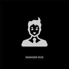 white manager face vector icon on black background. modern flat manager face from people concept vector sign symbol can be use for web, mobile and logo.