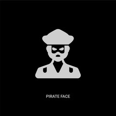 white pirate face vector icon on black background. modern flat pirate face from people concept vector sign symbol can be use for web, mobile and logo.