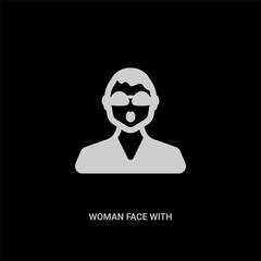 white woman face with sunglasses vector icon on black background. modern flat woman face with sunglasses from people concept vector sign symbol can be use for web, mobile and logo.