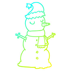 cold gradient line drawing cartoon snowman