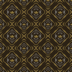 Royal background pattern in vintage style. Damask wallpaper. Seamless pattern for your design. Vector image