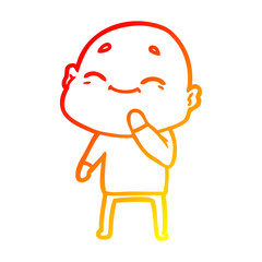 warm gradient line drawing happy cartoon bald man