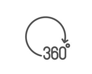 360 degrees line icon. VR simulation sign. Panoramic view symbol. Quality design element. Linear style 360 degrees icon. Editable stroke. Vector
