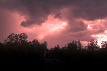 Stormy skies above. Thunderstorm lightning rain. - Powered by Adobe