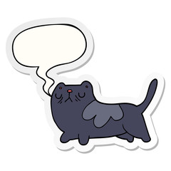 cartoon cat and speech bubble sticker