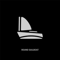 white round sailboat vector icon on black background. modern flat round sailboat from people skills concept vector sign symbol can be use for web, mobile and logo.