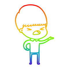 rainbow gradient line drawing cartoon stressed man