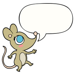 cute cartoon mouse and speech bubble