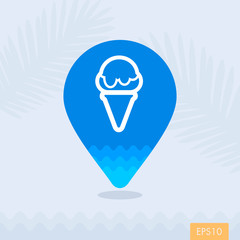 Ice Cream pin map icon. Summer. Vacation