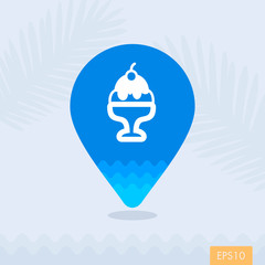 Ice Cream pin map icon. Summer. Vacation