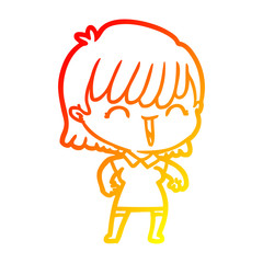 warm gradient line drawing cartoon woman