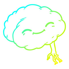 cold gradient line drawing cartoon happy brain