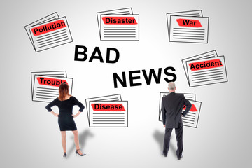Bad news concept watched by business people