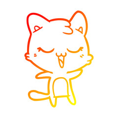 warm gradient line drawing cartoon cat