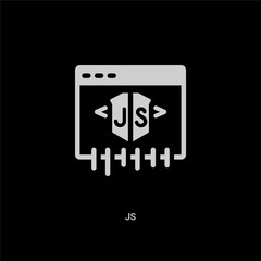 white js vector icon on black background. modern flat js from programming concept vector sign symbol can be use for web, mobile and logo.