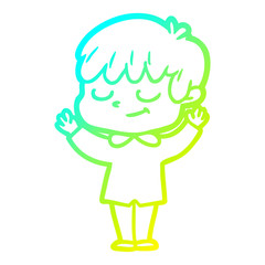 cold gradient line drawing cartoon happy boy
