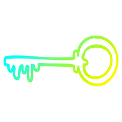 cold gradient line drawing cartoon old key