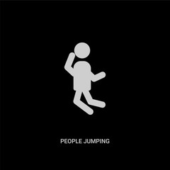 Fototapeta na wymiar white people jumping vector icon on black background. modern flat people jumping from recreational games concept vector sign symbol can be use for web, mobile and logo.