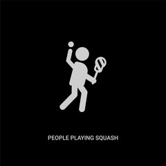 white people playing squash vector icon on black background. modern flat people playing squash from recreational games concept vector sign symbol can be use for web, mobile and logo.