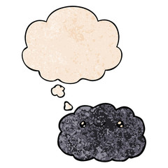 cartoon cloud and thought bubble in grunge texture pattern style