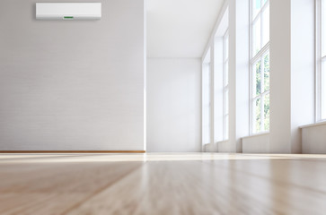 large luxury modern bright interiors with air conditioning illustration 3D rendering