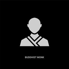white buddhist monk vector icon on black background. modern flat buddhist monk from religion concept vector sign symbol can be use for web, mobile and logo.
