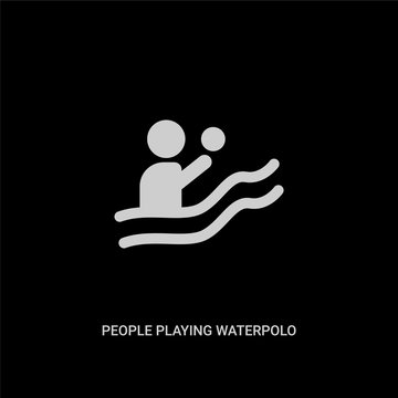 white people playing waterpolo vector icon on black background. modern flat people playing waterpolo from recreational games concept vector sign symbol can be use for web, mobile and logo.