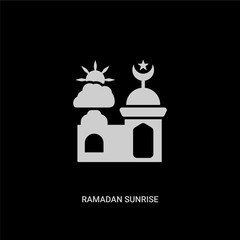 white ramadan sunrise vector icon on black background. modern flat ramadan sunrise from religion concept vector sign symbol can be use for web, mobile and logo.