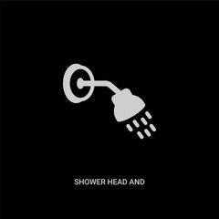 white shower head and water vector icon on black background. modern flat shower head and water from religion concept vector sign symbol can be use for web, mobile and logo.