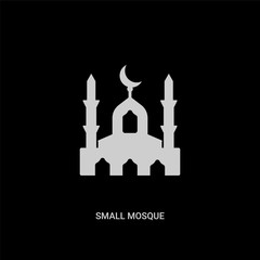 Obraz premium white small mosque vector icon on black background. modern flat small mosque from religion concept vector sign symbol can be use for web, mobile and logo.