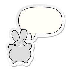 cartoon rabbit and speech bubble sticker