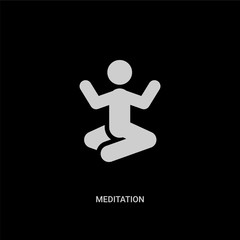 Fototapeta na wymiar white meditation vector icon on black background. modern flat meditation from religion concept vector sign symbol can be use for web, mobile and logo.