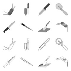 Obraz premium Isolated object of knife and cut logo. Collection of knife and flat vector icon for stock.