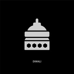 white diwali vector icon on black background. modern flat diwali from religion concept vector sign symbol can be use for web, mobile and logo.