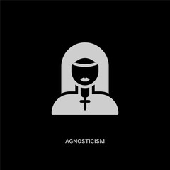 white agnosticism vector icon on black background. modern flat agnosticism from religion concept vector sign symbol can be use for web, mobile and logo.