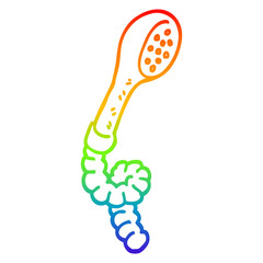 rainbow gradient line drawing cartoon shower head