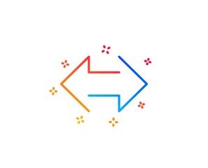 Sync arrows line icon. Communication Arrowheads symbol. Navigation pointer sign. Gradient design elements. Linear sync icon. Random shapes. Vector