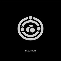 white electron vector icon on black background. modern flat electron from science concept vector sign symbol can be use for web, mobile and logo.