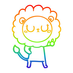 rainbow gradient line drawing cartoon lion
