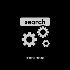 white search engine vector icon on black background. modern flat search engine from search engine optimization concept vector sign symbol can be use for web, mobile and logo.