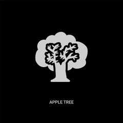 white apple tree vector icon on black background. modern flat apple tree from season concept vector sign symbol can be use for web, mobile and logo.
