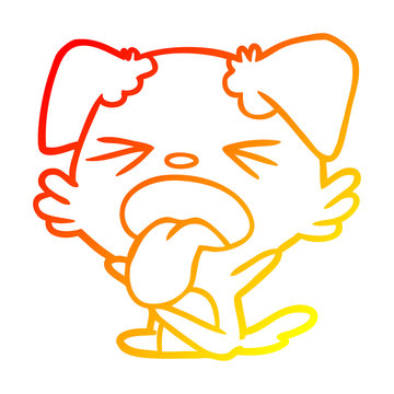 recommend clip art: warm gradient line drawing cartoon dog throwing tantrum